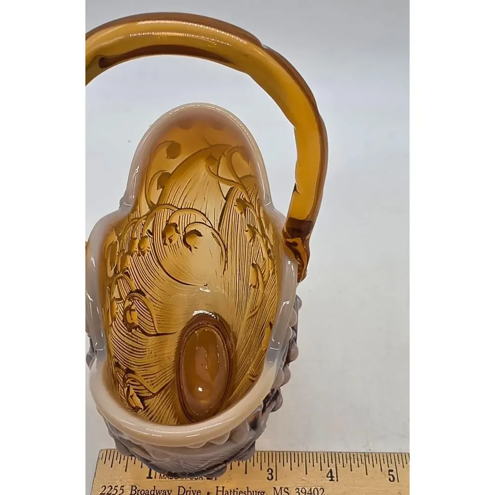 FENTON CAMEO OPAL LILY OF THE VALLEY BASKET